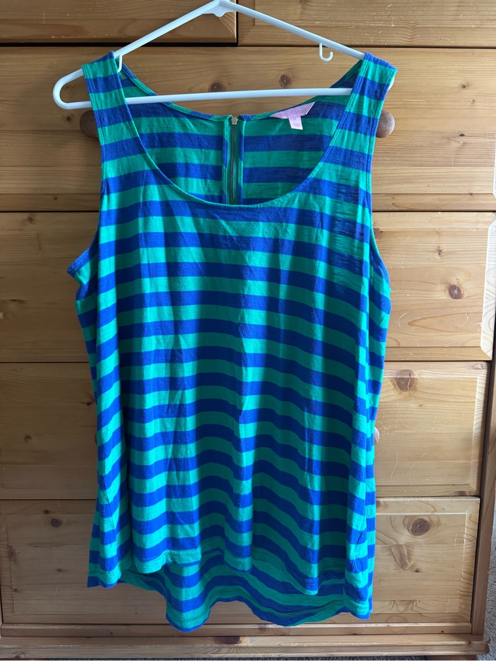 Lilly Pulitzer Blue and Green Striped Scoop Tank
